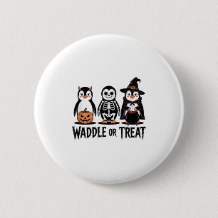 Bóton Redondo 5.08cm Vintage Halloween Penguin Trick Ou Waddle Spooky _
