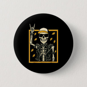 Bóton Redondo 5.08cm Vintage Halloween Skeleton Rock On-hand Skeleton M