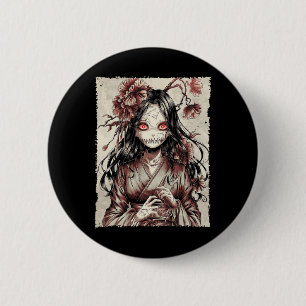 Bóton Redondo 5.08cm Vintage Horror Anime Girl Manga Japonês Creepy Ha