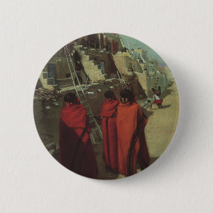 Bóton Redondo 5.08cm Vintage Native American, Hopi Pueblo por Louis Aki