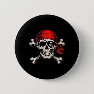 Bóton Redondo 5.08cm Vintage Pirate Halloween Skull Ndana Men Adolescen