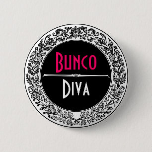 Bóton Redondo 5.08cm Vintage preto e branco clássico Bunco