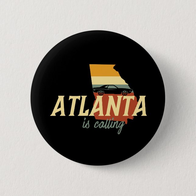 Bóton Redondo 5.08cm Vintage Retro Atlanta Georgia City Map (Frente)