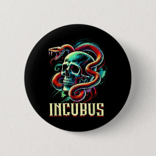Bóton Redondo 5.08cm Vintage Retro Incubus Skull E Cobra Halloween Ho