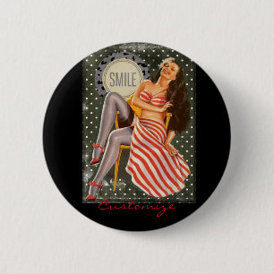Bóton Redondo 5.08cm Vintage Retro Pin-up Illustration Thunder_Cove
