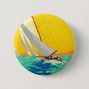 Bóton Redondo 5.08cm Vintage Sail Boats Viagem francês