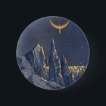 Bóton Redondo 5.08cm Vintage Science Ficet, Crescent Moon Snow Planet<br><div class="desc">Ilustração vintage: planetas futuristas de ficção científica e imagem espacial. Um 50 de quadrinhos retrô sci fi com um planeta estrangeiro coberto de gelo e neve à noite com uma lua crescente sobre as montanhas no inverno.</div>