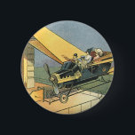 Bóton Redondo 5.08cm Vintage Science Fiction Steampunk Carro Convertíve<br><div class="desc">Ilustração venenosa viagem futurista vitoriana e ficção científica de transporte design com asas a vapor-punk apresentando um carro voador conversível. O motorista está prestes a aterrissar seu carro futurista (ou é um avião) na loja de chocolate no futuro. Um clássico design de ficção científica de quadrinhos retrô.</div>