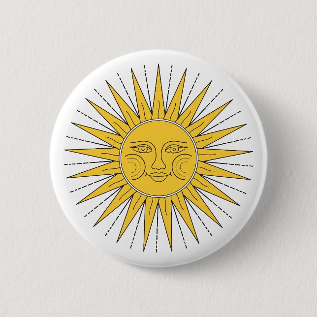 Bóton Redondo 5.08cm Vintage Smiling Sun (Frente)