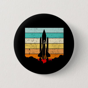 Bóton Redondo 5.08cm Vintage Spaceship/Space/Spacecraft