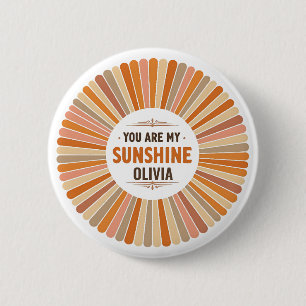 Bóton Redondo 5.08cm Vintage Sunburst "Você é Meu Sol"