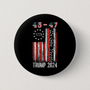 Bóton Redondo 5.08cm Vintage Trump 2024 45-47 Us Flag We The Pessoas Vo