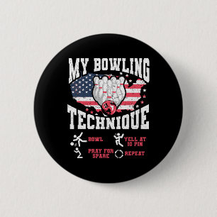 Bóton Redondo 5.08cm Vintage Usa Bandeira Minha Técnica De Boliche Bowl