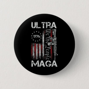 Bóton Redondo 5.08cm Vintage Usa Flag Ultra Gun Usa 4 De Julho Trump 2