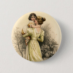 Bóton Redondo 5.08cm Vintage Victorian Child Toddler Girl