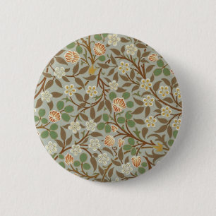 Bóton Redondo 5.08cm Vintage William Morris Clover Floral Design