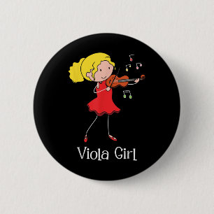 Bóton Redondo 5.08cm Viola Girl - Violista Symphony Banda Jazz Music Lo