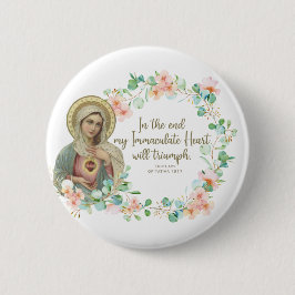 Bóton Redondo 5.08cm Virgem Abençoada Mary Fatima Religiosa Católica