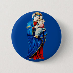 Bóton Redondo 5.08cm Virgem Maria com Menino Jesus