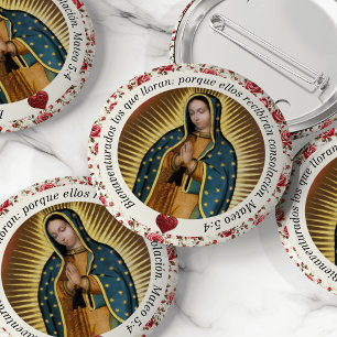 Bóton Redondo 5.08cm Virgen de Guadalupe Funeral no Amor à Memória