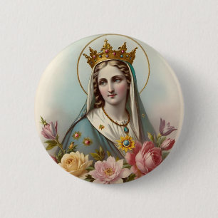 Bóton Redondo 5.08cm Virgin Mary Button