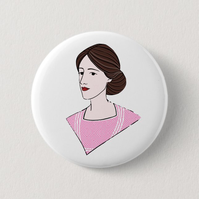 Bóton Redondo 5.08cm Virginia Woolf Button Pin (Frente)
