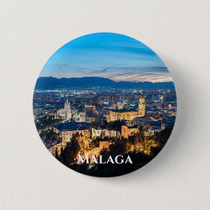 Bóton Redondo 5.08cm Visão noturna da Catedral de Málaga em Málaga, Esp