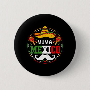 Bóton Redondo 5.08cm Viva México Chapéu Maracas Bigode Festa