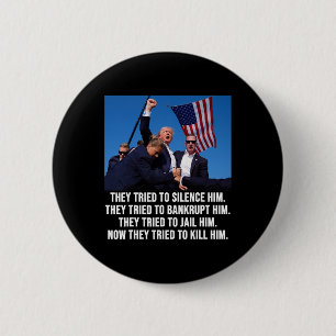 Bóton Redondo 5.08cm Vive Donald Trump Mug Shot - Nunca se renda
