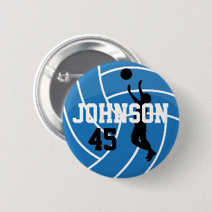 Bóton Redondo 5.08cm Voleibol azul com jogador da silhueta