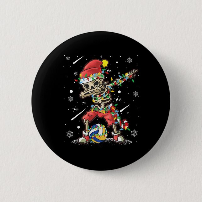 Bóton Redondo 5.08cm Voleibol Skeleton Natal Santa Hand Voleibol (Frente)