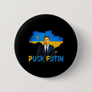 Bóton Redondo 5.08cm Volodymyr Zelensky Puck Futin Memória Eu Fico Com 