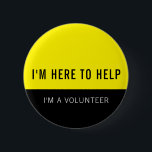Bóton Redondo 5.08cm Voluntário Amarelo Aqui Para Ajudar<br><div class="desc">Botão Voluntário Amarelo Aqui para Ajudar botão Voluntário Moderno em negrito e cores brilhantes,  amarelo e preto. Perfeito para a tripulação,  funcionarios,  estagiário,  grupos e eventos.</div>