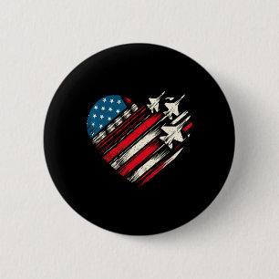 Bóton Redondo 5.08cm Voo Retro Jet Avião Bandeira Americana Quarto
