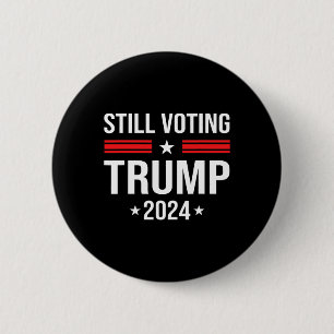 Bóton Redondo 5.08cm Votando em Trump 2024 Bandeira Americana Patriótic