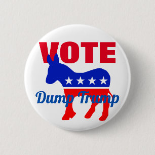 Bóton Redondo 5.08cm VOTAR O Patriótico Donkey, Estrelas, Dump Trump