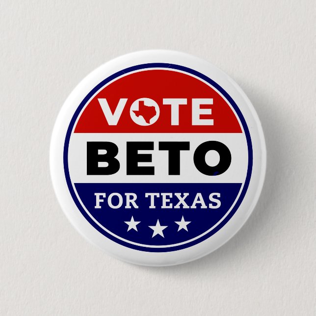 Bóton Redondo 5.08cm Vote Beto For Texas Button Pin (Frente)