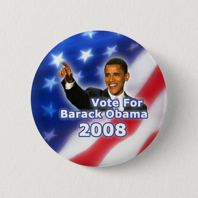 Bóton Redondo 5.08cm Vote em Barack Obama Button (Frente)