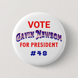 Bóton Redondo 5.08cm Vote em Gavin Newsom para Presidente