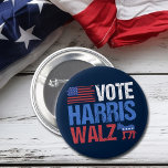 Bóton Redondo 5.08cm Vote Harris Walz Democrata Donkey American Flag<br><div class="desc">Vote no botão Harris Walz com a bandeira americana e o democrata burro em vermelho,  branco e azul. Kamala Harris e Tim Walz para presidente e vice-presidente como candidatos do partido democrático neste design legal e patriótico para as eleições de 2024.</div>