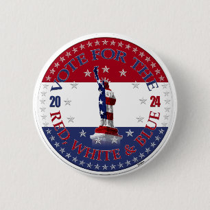 Bóton Redondo 5.08cm Voto 2024 Para a Estátua da Liberdade Vermelha Bra