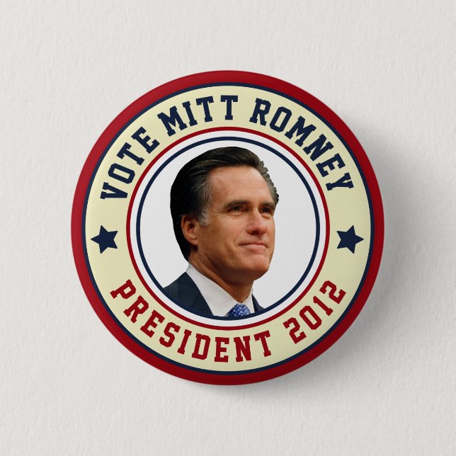 Bóton Redondo 5.08cm Voto Mitt Romney para o presidente 2012 (Frente)