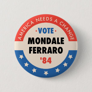 Bóton Redondo 5.08cm Voto Mondale/Ferraro '84