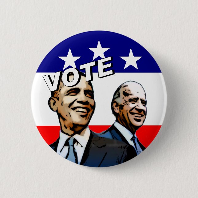 Bóton Redondo 5.08cm Voto Obama Biden em 2008 (Frente)