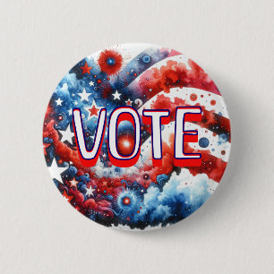 Bóton Redondo 5.08cm Voto Patriótico Vermelho, Branco e Azul