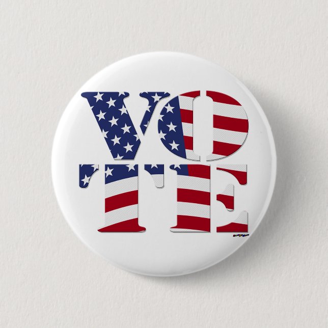 Bóton Redondo 5.08cm VOTO "V O T E" com BANDEIRA dos E.U. (Frente)