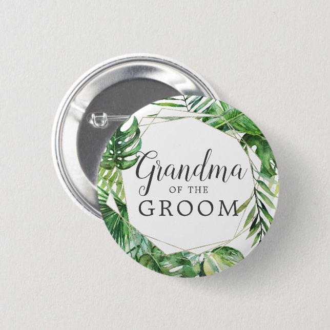 Bóton Redondo 5.08cm Vovó de Palma Tropical Selvagem do Groom (Frente & Verso)