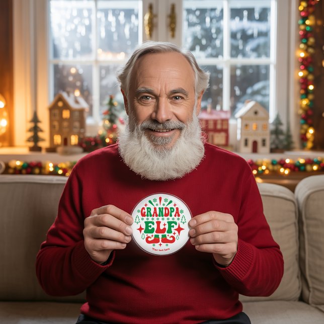 Bóton Redondo 5.08cm Vovô Elf Natal Férias Festivas (Grandpa Elf Christmas Festive Holiday Button)