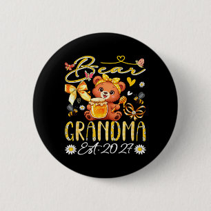 Bóton Redondo 5.08cm Vovó Est 2027 Laço Floral Gravata Dia das Mães Urs