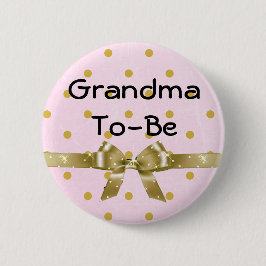 Bóton Redondo 5.08cm Vovó para ser Chá de fraldas rosa e botão Dourado